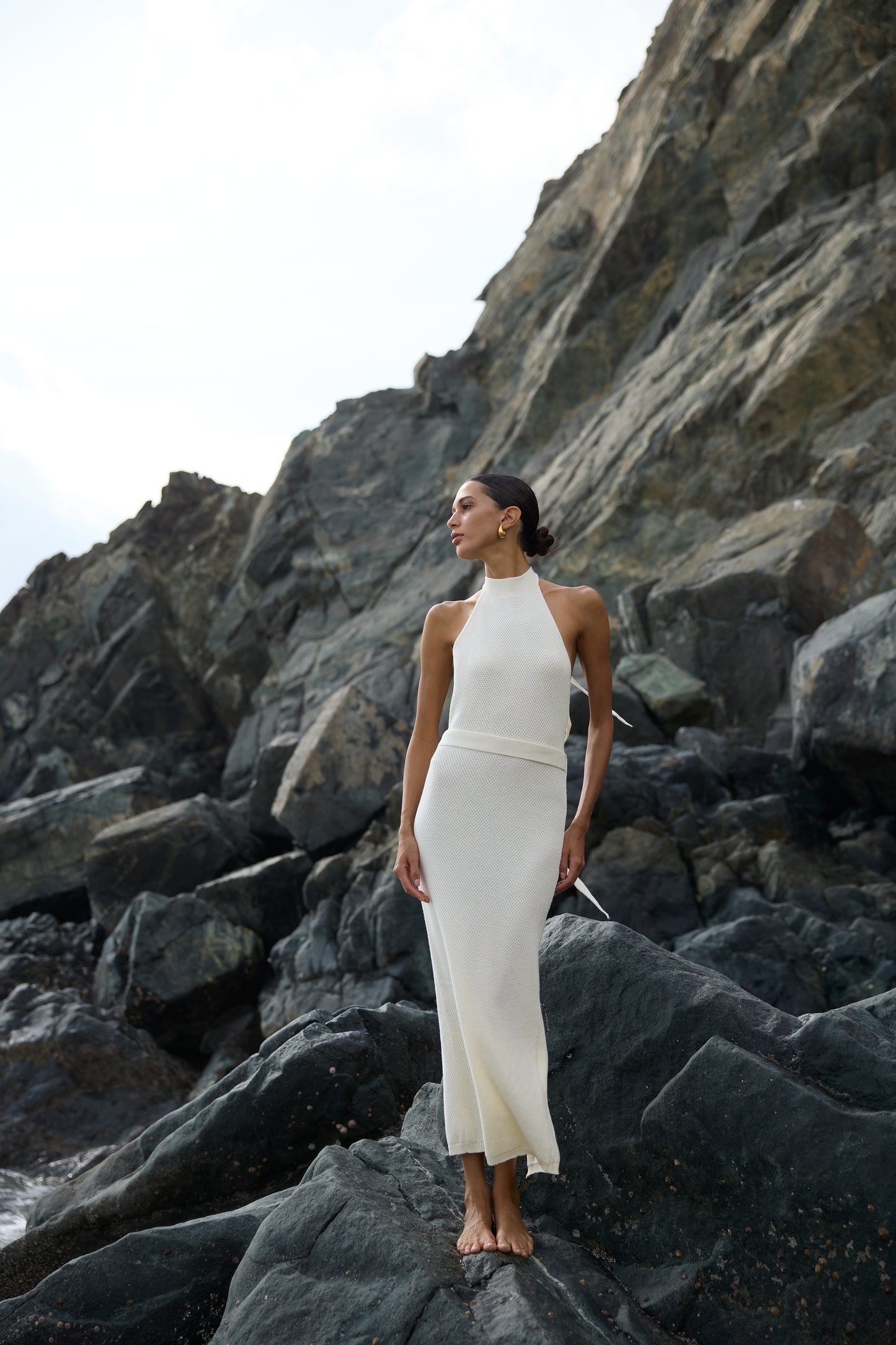 Robe longue MAGNETIC - Sable en crochet